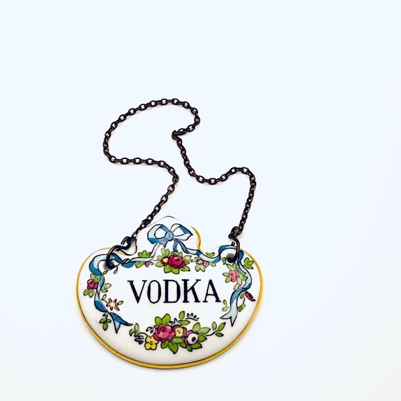 RARE Antique CROWN STAFFORDSHIRE Fine Bone "Vodka" Decanter Label - Picture 1 of 2